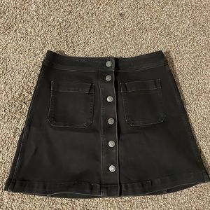 Madewell black stretch denim A-line skirt